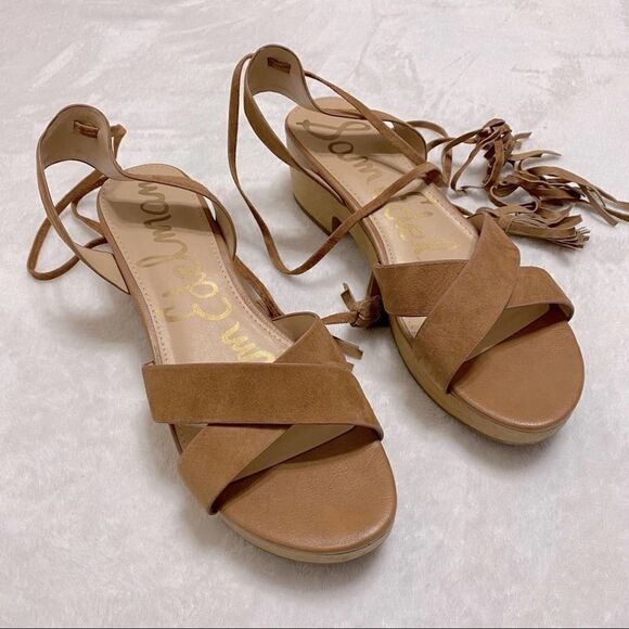 Sam Edelman Brown Wrap Me Heels Sandals Tassels Jenna - Picture 1 of 11